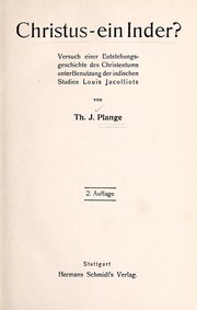 Cover of Christus--ein Inder? by Theodor J. Plange