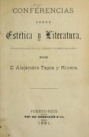 Front cover of Conferencias sobre estética y literatura by Alejandro Tapia y Rivera