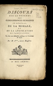 Front cover of Discours sur le progre  s des connoissances humaines en ge ne ral, de la morale, et de la le gislation en particulier by J.-M.-A Servan