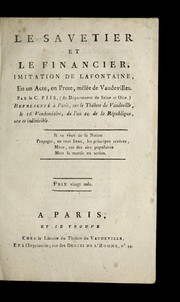 Front cover of Le savetier et le financier by Pierre-Antoine-Augustin de Piis
