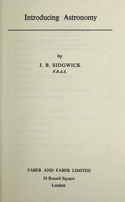 Cover of Introducing astronomy by Sidgwick, J. B.