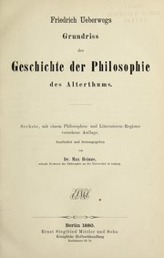 Cover of Grundriss der Geschichte der Philosophie ... by Ueberweg, Friedrich