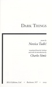 Front cover of Tamne stvari by Novica Tadić