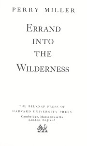 Cover of Errand into the wilderness by Perry Miller