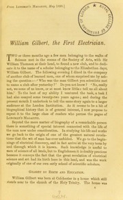 Front cover of William Gilbert, the first electrician by Richardson, Benjamin Ward Sir