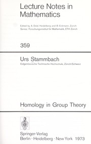 Front cover of Homology in group theory by Urs Stammbach