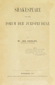 Front cover of Shakespeare vor dem Forum der Jurisprudenz by Josef Kohler