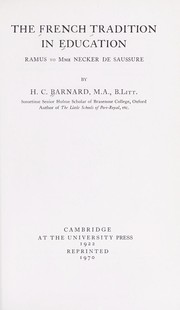 Front cover of The French tradition in education by H. C. Barnard