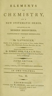 Cover of Elements of chemistry, in a new systematic order, containing all the modern discoveries. ... by Antoine Laurent Lavoisier