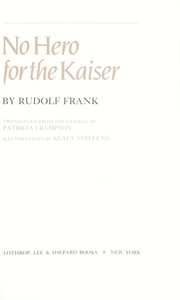 Cover of No hero for the Kaiser by Rudolf Frank