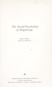 Front cover of The social psychology of organizing by Karl E. Weick