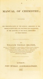 Front cover of A manual of chemistry by William Thomas Brande