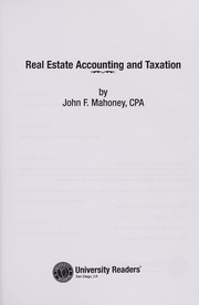 Cover of Real estate accounting and taxation by John F. Mahoney