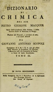 Front cover of Dizionario di chimica by Pierre Joseph Macquer