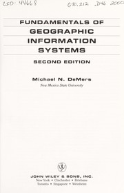Front cover of Fundamentals of geographic information systems by Michael N DeMers