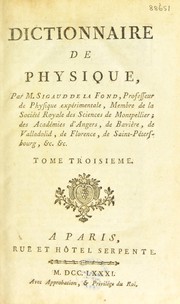 Front cover of Dictionnaire de physique by Sigaud de La Fond M.