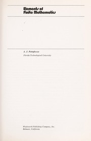 Front cover of Elements of Finite Mathematics by Anthony J. Pettofrezzo