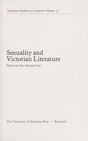 Front cover of Sexuality and Victorian literature by Don Richard Cox