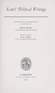 Front cover of Kant's political writings by Immanuel Kant
