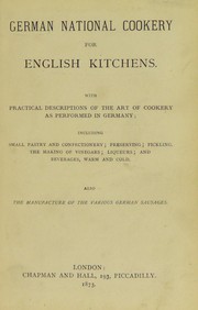 Front cover of German national cookery for English kitchens by Unknown