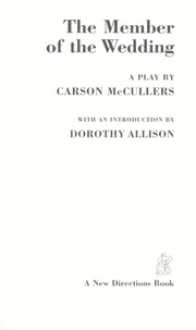 Front cover of The member of the wedding by Carson McCullers