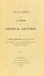 Cover of A syllabus of a course of chemical lectures by James Cumming