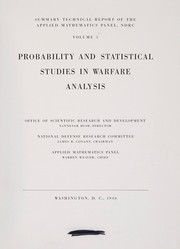 Front cover of Probability and statistical studies in warfare analysis by United States. Office of Scientific Research and Development. National Defense Research Committee
