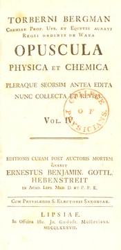Cover of Opuscula physica et chemica. Pleraque seorsim antea edita by Torbern Bergman