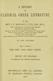 Cover of A history of classical Greek literature by Mahaffy, John Pentland Sir