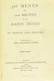 Cover of 366 menus and 1200 recipes of the Baron Brisse in French and English by Brisse, L©♭on baron