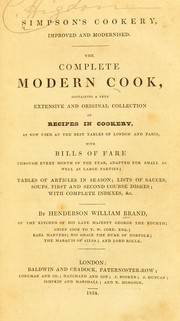 Front cover of Simpson's Cookery, improved and modernised by Simpson, John cook.