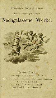 Cover of Nachgelassene Werke by Friedrich August Carus