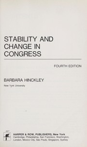 Front cover of Stability and change in Congress by Barbara Hinckley