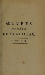 Cover of Œuvres de Condillac by Etienne Bonnot de Condillac