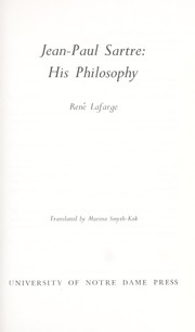 Front cover of Jean-Paul Sartre by René Lafarge