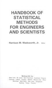Front cover of Handbook of statistical methods for engineers and scientists by Harrison M. Wadsworth