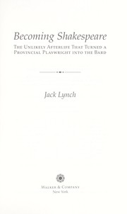 Cover of Becoming Shakespeare by Lynch, Jack