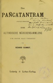 Front cover of Das Pa©łcatantram (textus ornatior) by Richard  (Translator) Schmidt