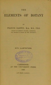 Cover of The Elements of Botany by Francis Darwin