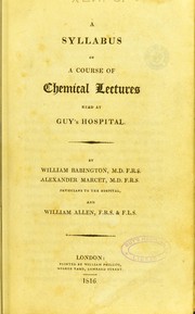 Cover of A syllabus of a course of chemical lectures read at Guy's Hospital by William Babington