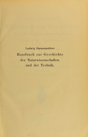 Cover of Handbuch zur Geschichte der Naturwissenschaften und der Technik by Ludwig Darmstaedter