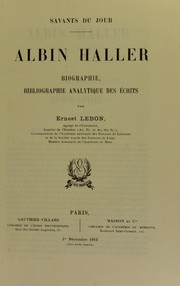 Cover of Albin Haller, biographie, bibliographie analytique des ©♭crits by Ernest Lebon