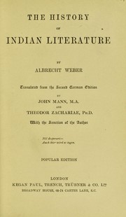 Cover of The history of Indian literature by Weber, Albrecht