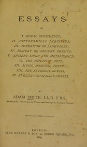 Cover of Essays by Adam Smith