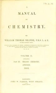 Front cover of A manual of chemistry by William Thomas Brande