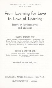 Front cover of From learning for love to love of learning by Rudolf Ekstein