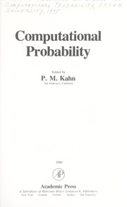 Front cover of Computational probability by Actuarial Research Conference on Computational Probability (1975 Brown University)