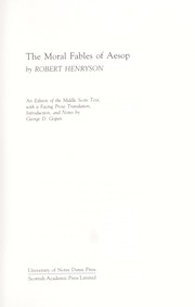Front cover of The moral fables of Aesop by Robert Henryson