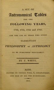 Front cover of A set of astronomical tables for ... 1780, 1781, 1782, and 1783 by Thomas White