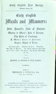 Cover of Early English meals and manners by Frederick James Furnivall